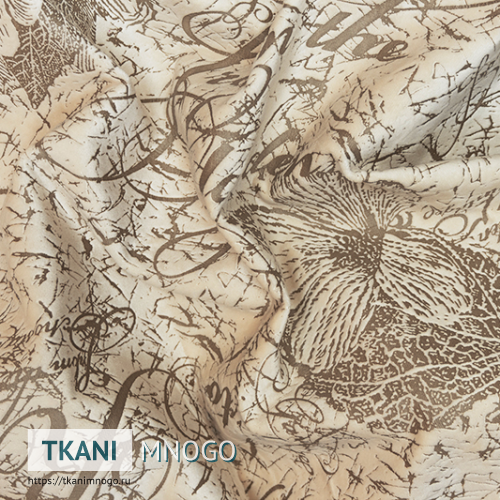 Фото ткани велюра Роял “RJB17-3” (цветы бежевый)